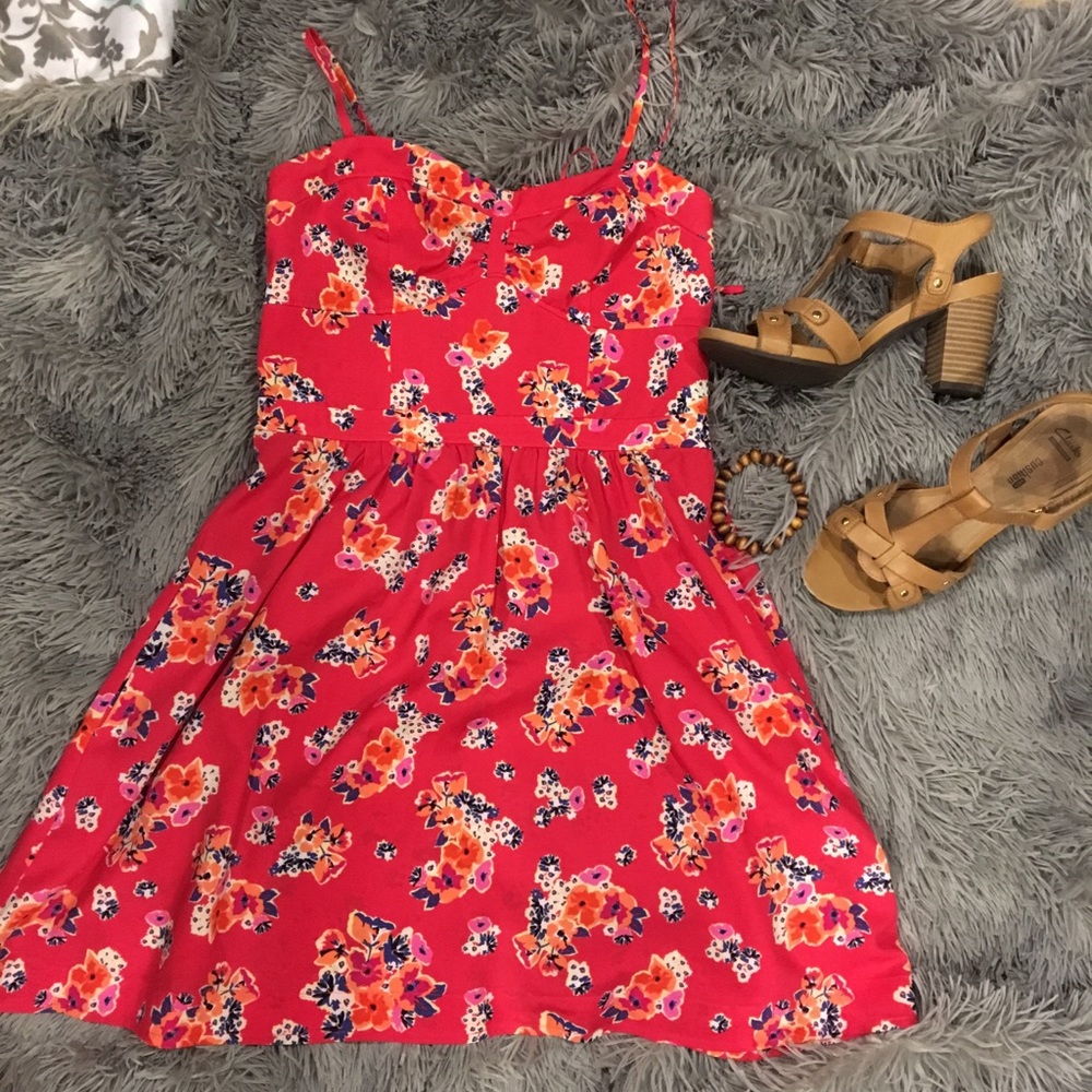 Red Floral Pattern Dress